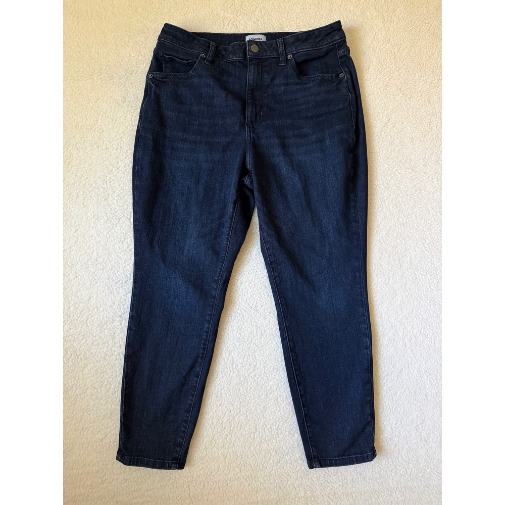 Sonoma Goods For Life High Rise Skinny Jeans Womens 14 Blue Dark Wash Stretch